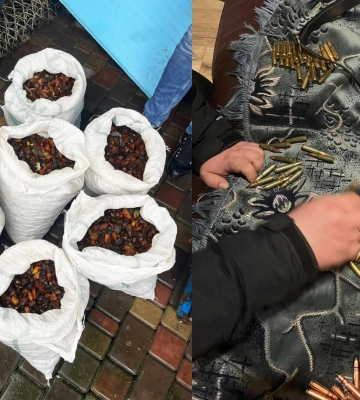 Поліщук зберігав вдома шість мішків бурштину й зброю Поліщук зберігав вдома шість мішків бурштину й зброю
