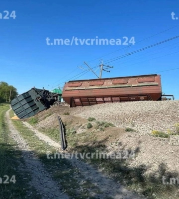 В Крыму с путей сошли несколько вагонов поезда, россияне заявляют о "диверсии" В Крыму с путей сошли несколько вагонов поезда, россияне заявляют о "диверсии"