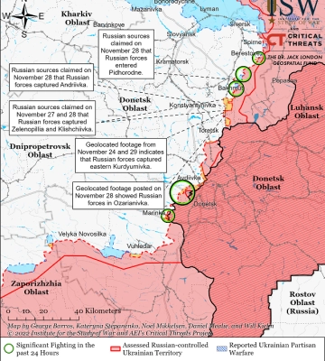 ISW про російський наступ на Бахмут — Сєвєродонецьк та Лисичанськ росіян нічому не навчили ISW про російський наступ на Бахмут — Сєвєродонецьк та Лисичанськ росіян нічому не навчили