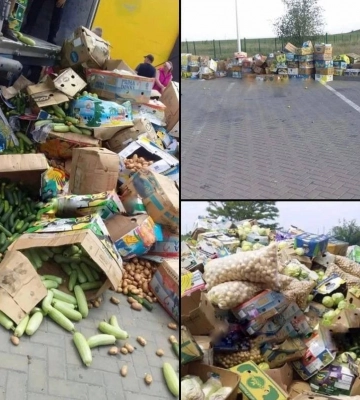 Росіяни не пропускали в Запоріжжя автівки з товаром, люди викинули на блокпосту тонни овочів. ФОТО