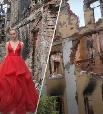 Девушка из Харькова растрогала сеть фото в выпускном платье на руинах школы