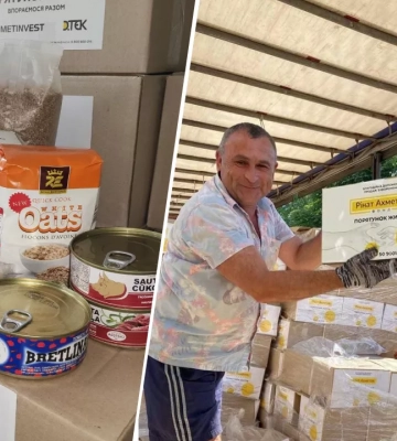 Фонд Ріната Ахметова передав 4,4 тисячі продуктових наборів для переселенців, що оселилися на Дніпропетровщині