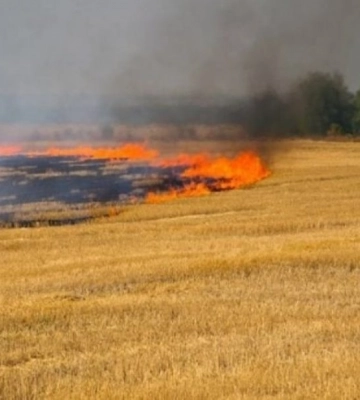 У Харківській області через російські обстріли горіли будинки, склад та поле пшениці