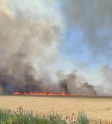 росіяни не дозволяють гасити пожежі на полях з урожаєм на Херсонщині
