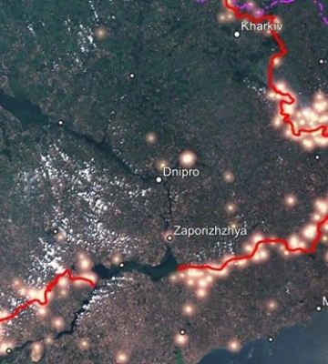 NASA показало линию фронта в Украине из космоса