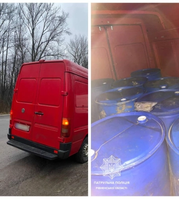 Поблизу Рівного зупинили бус з більш ніж двома тоннами нелегального спирту
