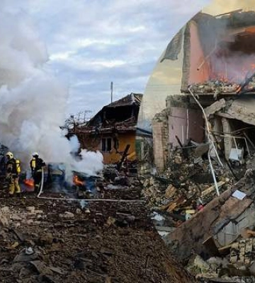 Сильный пожар и разрушенные дома: спасатели показали последствия обстрела Киева