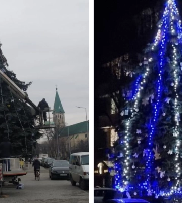 Батьки з дітками приносили іграшки: мешканці Виноградова прикрасили ялинку (ФОТО)