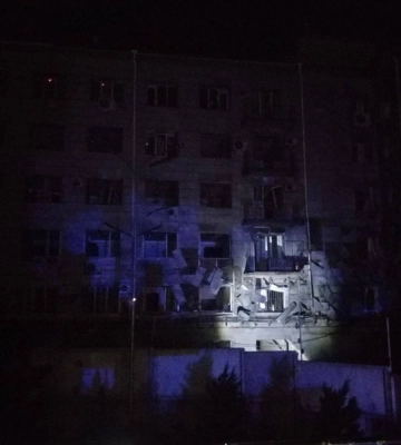 Ночью “шахед” попал в админздание в Киеве (Фото)