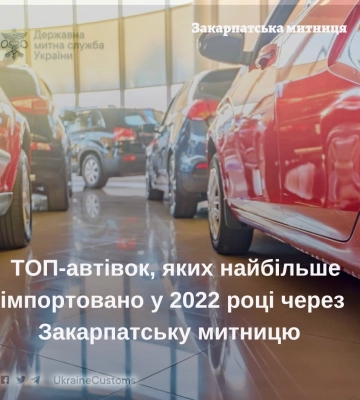 Закарпатська митниця: ТОП-автівок, яких найчастіше імпортували у 2022 році
