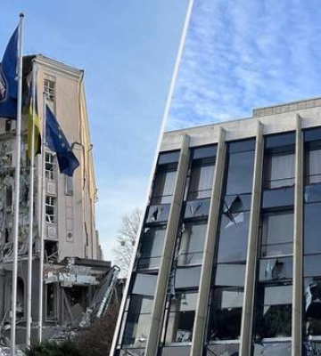 ФОТОФАКТ. Росіяни влучили у готель в центрі Києва