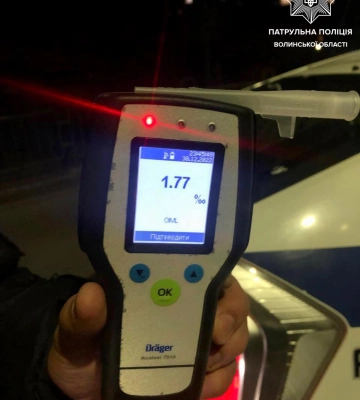 На Волині затримали чотирьох водіїв «під мухою»