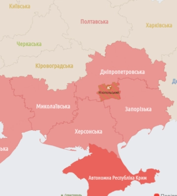 Повітряна тривога оголошена у п&#039;яти областях півдня і сходу