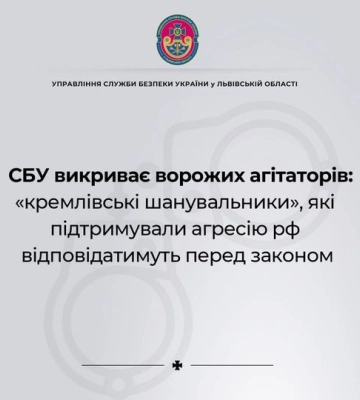 На Львівщині СБУ викрила шанувальників путіна: львів&#039;янин і переселенка з Нікополя  відповідатимуть перед законом