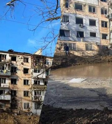 У Херсоні під вікнами житлового будинку розірвався російський снаряд (ВІДЕО)