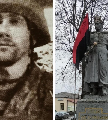У руці Хмельницького на центральній площі Рожища замайорів стяг від захисників України