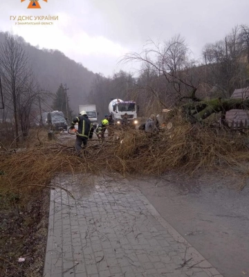 На Закарпатті рятувальники ліквідовували наслідки погіршення погодних умов