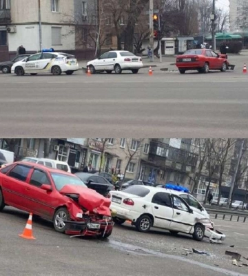 У Дніпрі на Слобожанському проспекті Opel протаранив Lanos: відео моменту ДТП
