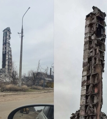 Все, що залишилося від багатоповерхівки в окупованому Маріуполі. ФОТО ДНЯ
