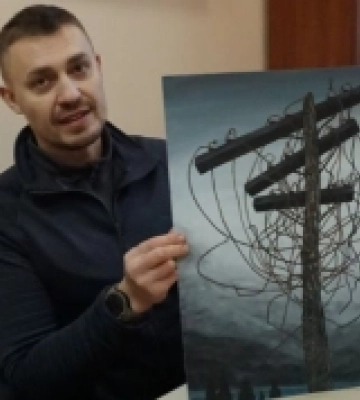 Військовослужбовець з Рівного Тарас Бобровський подарував свою картину Музею Голодомору. ФОТО