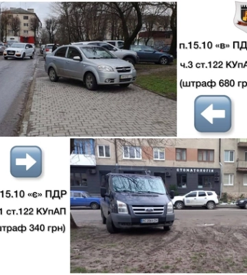 У Луцьку водіям виписали штрафи за паркуваня на тротуарі та газоні 