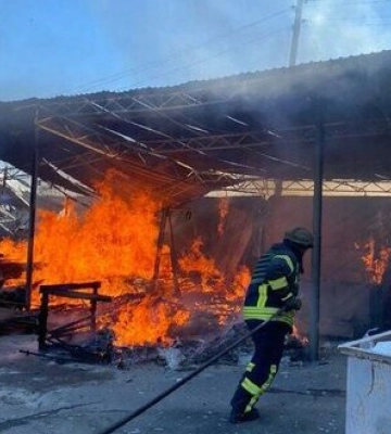 У Бериславі на Херсонщині через обстріли російськими військами сталася пожежа