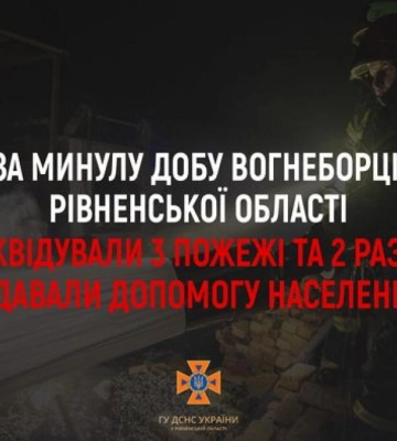 Три пожежі трапились на Рівненщині за минулу добу