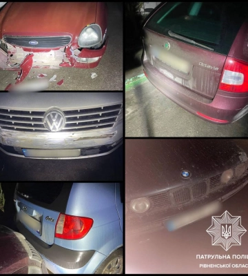 П&#039;яний 17-річний хлопець у Рівному пошкодив декілька автівок і втік з місця ДПТ