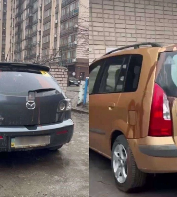 У Дніпрі на Степана Бандери облили фарбою автомобілі