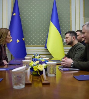 Зеленский во Львове с президентом Европейского парламента Робертой Мецолой обсудили продвижение украинской формулы мира