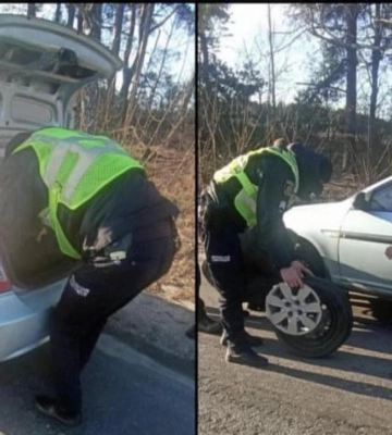 На Рівненщині патрульні допомогли водійці, яка пошкодила колесо