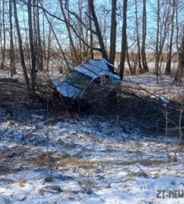 На Житомирщині мікроавтобус з’їхав у кювет та врізався в дерево