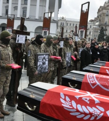 Із чотирма бійцями диверсійної групи "Братства", які загинули на Брянщині в грудні 2022 року, попрощалися у Києві. ВІДЕО+ФОТОрепортаж