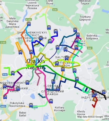 Мерія Харкова опублікувала карту автобусних маршрутів на час блекауту