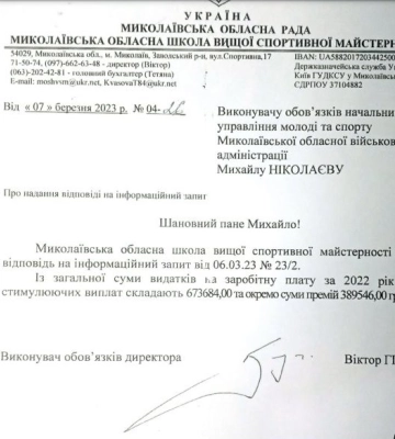 У Миколаївській спортшколі за рік виплатили понад мільйон преміальних