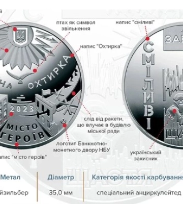 Охтирка та Волноваха: НБУ презентував дві пам&#039;ятні медалі &quot;Місто героїв&quot;