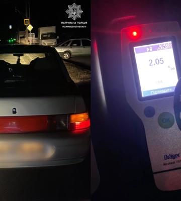 У Полтаві на водія двічі за ніч складали адмінматеріали за керування у стані сп’яніння