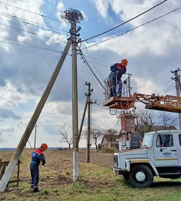 На Волині облаштовують штучні лелечі гнізда на електроопорах