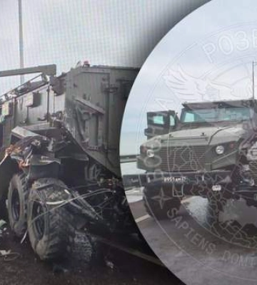 Хотіли відправити на Херсонщину: росіяни розбили свою бронетехніку на кримському мосту