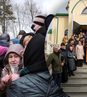 Парафіяни московського патріархату не пускають віруючих ПЦУ у храм на Довженка (НАЖИВО)