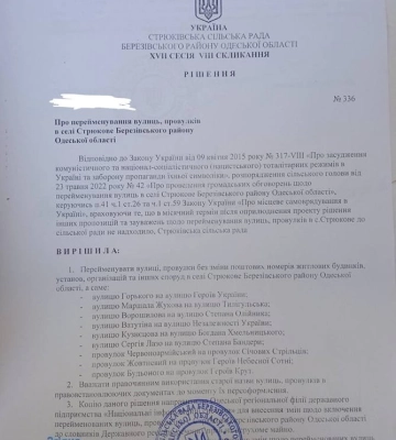 На Одещині з’явилась вулиця Степана Бандери, - ДОКУМЕНТ