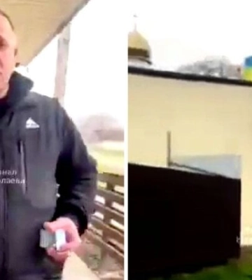 В Николаевской области мужчина устроил скандал из-за украинского флага на магазине