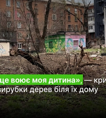 Не за это воюет мой ребенок, — криворожане против вырубки деревьев возле их дома