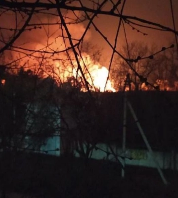 Пожар возле Симферополя, раздаются взрывы