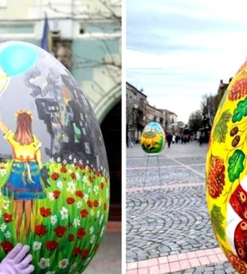 Центр Мукачева прикрасили гігантськими писанками — фото