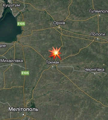 Низка потужних вибухів прогриміла в районі окупованого Токмака
