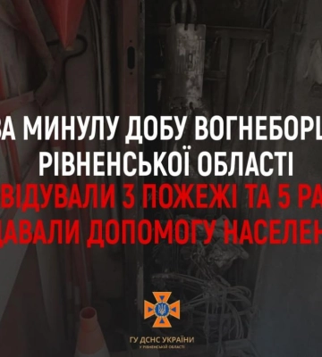 За добу на Рівненщині трапилися три пожежі