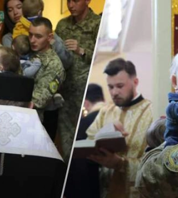 Хрещеними стали захисники: у Львові охрестили шістнадцятьох сиріт з Луганщини