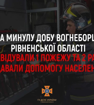 Скільки пожеж ліквідували рятувальники Рівненщини за минулу добу?