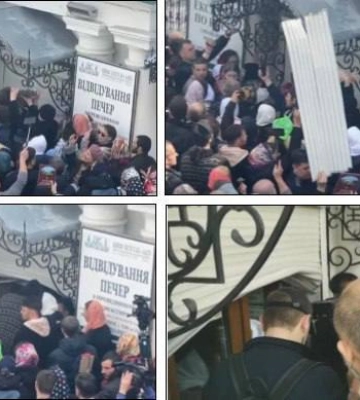 Столкновение в лавре: полиция задержала четырех человек